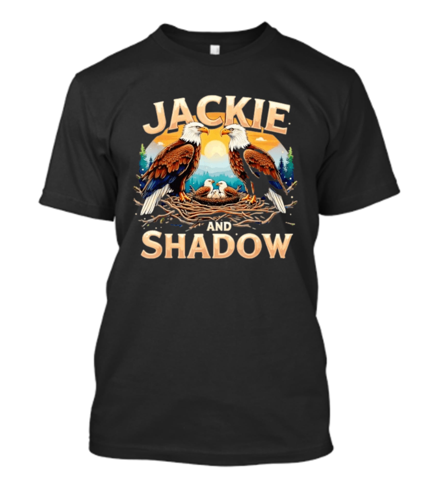 Jackie And Shadow Bald Eagle Family Nesting Scene T-Shirt