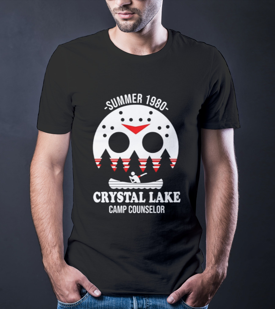 Jason Voorhees Summer 1980 Crystal Lake Camp Counselor Canoe Mask Retro Horror T-Shirt