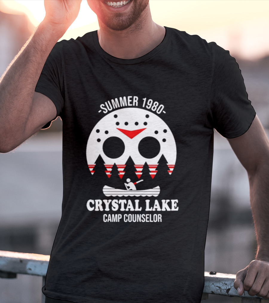 Jason Voorhees Summer 1980 Crystal Lake Camp Counselor Canoe Mask Retro Horror T-Shirt