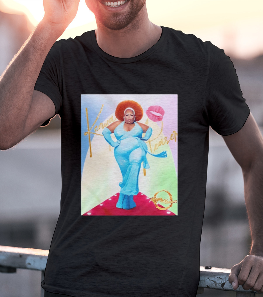 Kenya Pleaser Bellbottoms Classic Fierce Afro Diva Glam Lips T-Shirt