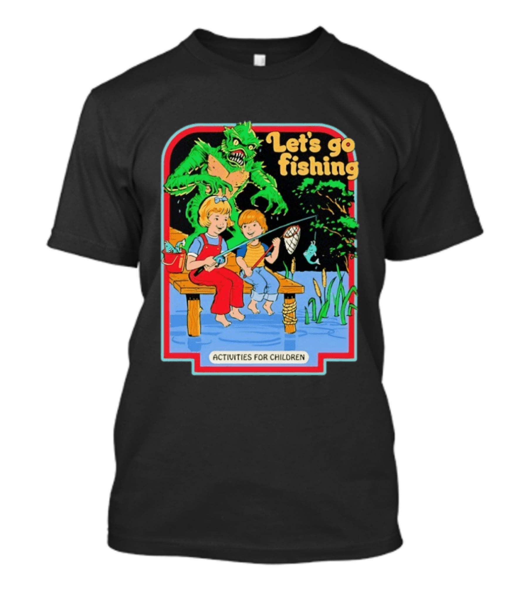 Let's Go Fishing Activities For Children Monster And Pond Adventure T-Shirt