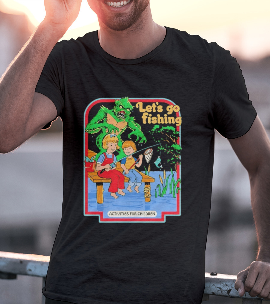 Let's Go Fishing Activities For Children Monster And Pond Adventure T-Shirt