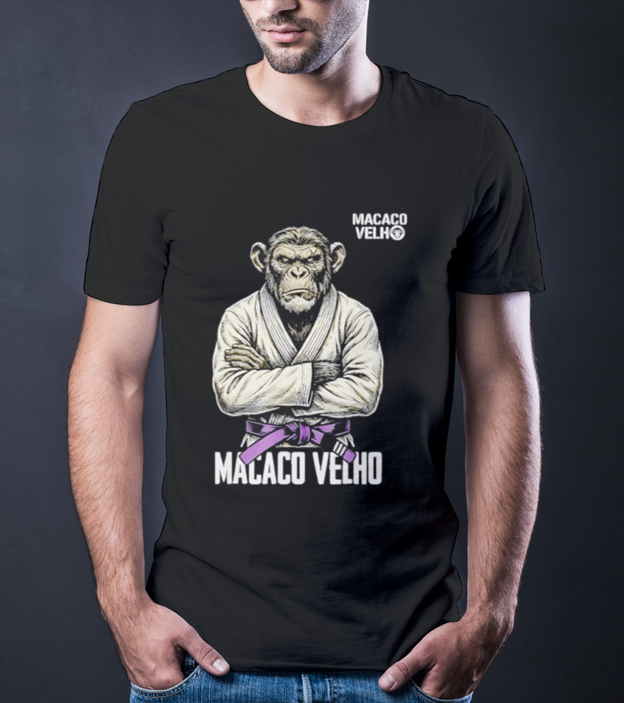 Monkey Macaco Velho Jiu Jitsu Purple Belt Seasoned Grappler T-Shirt