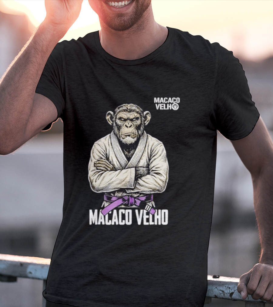Monkey Macaco Velho Jiu Jitsu Purple Belt Seasoned Grappler T-Shirt