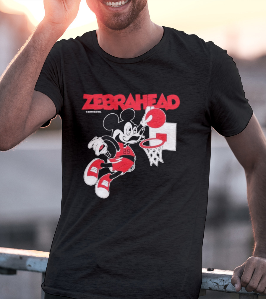 Zebrahead Mickey Mouse Slam Dunk Basketball 25 Retro Cartoon T-Shirt
