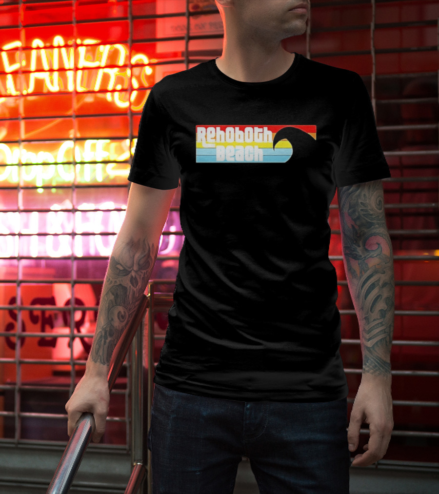 Rehoboth Beach Vintage Rainbow Wave T-Shirt