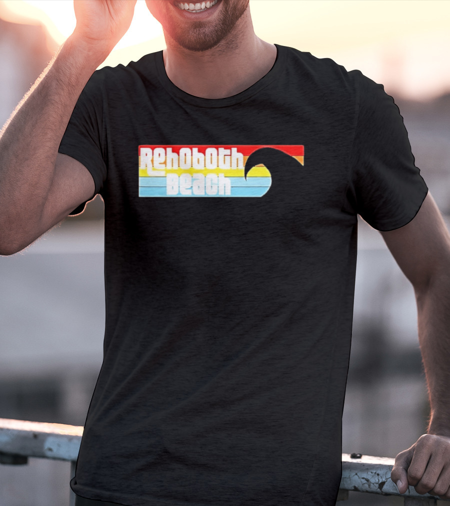 Rehoboth Beach Vintage Rainbow Wave T-Shirt