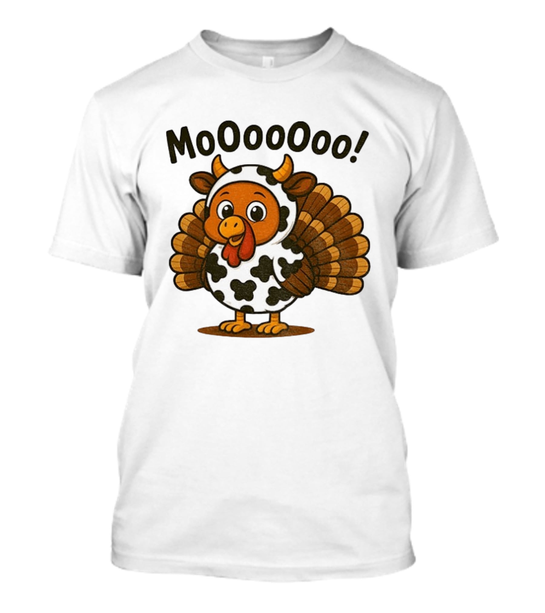 Mooooooo Thanksgiving Cow Turkey Humor T-Shirt
