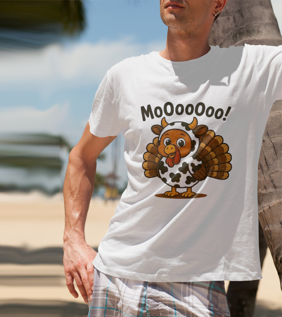 Mooooooo Thanksgiving Cow Turkey Humor T-Shirt