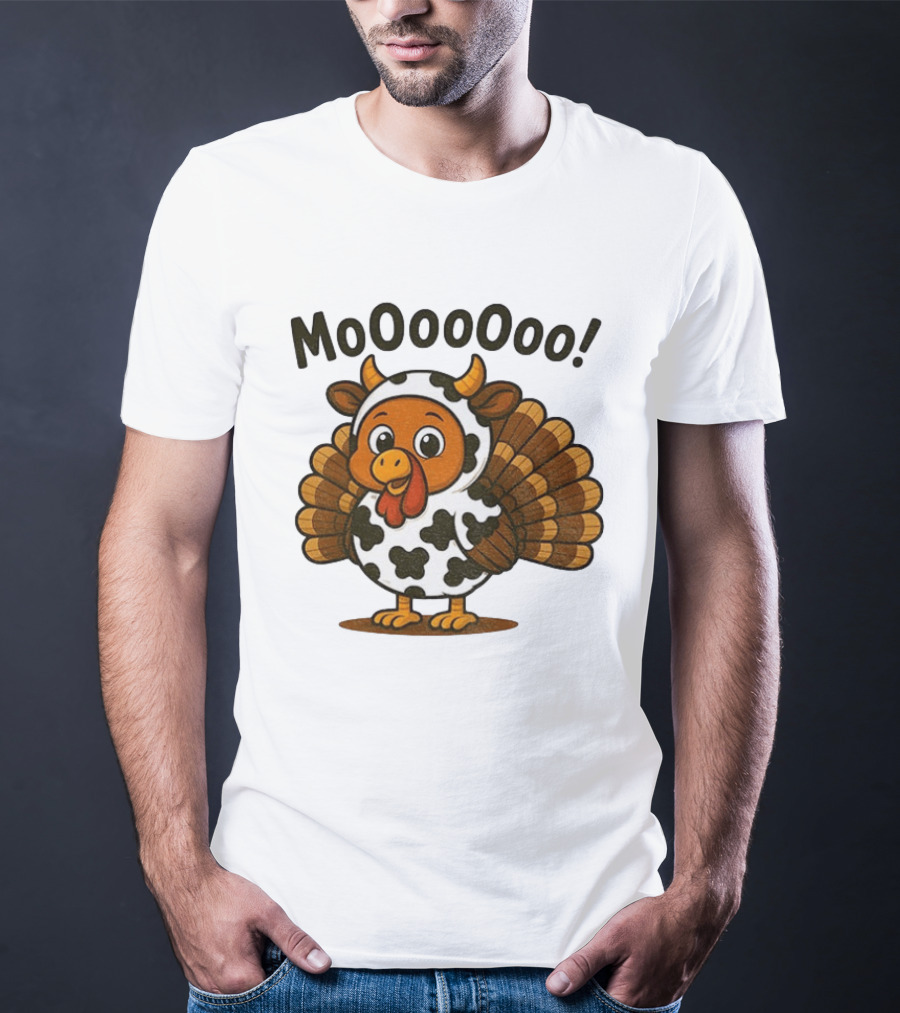 Mooooooo Thanksgiving Cow Turkey Humor T-Shirt