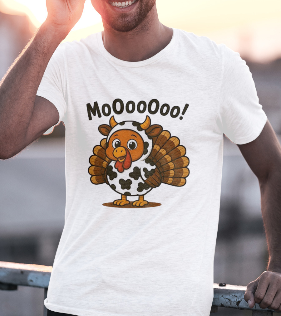 Mooooooo Thanksgiving Cow Turkey Humor T-Shirt