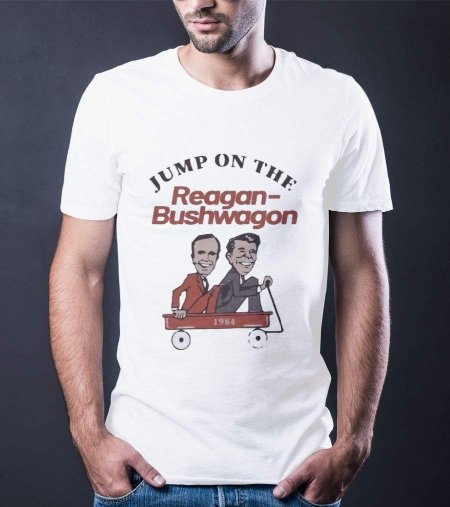 Jump On The Reagan Bushwagon 1984 Presidential Campaign T-Shirt