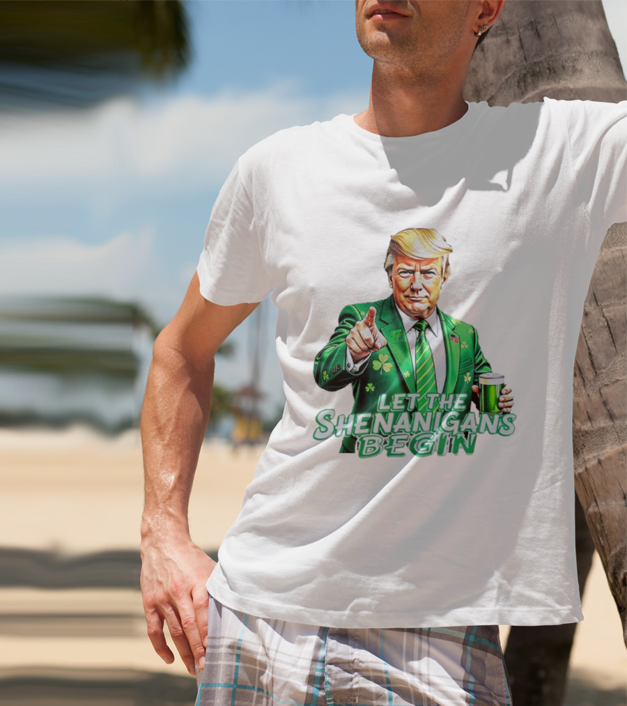 Let The Shenanigans Begin Green Suit And Beer St. Patrick's Day T-Shirt