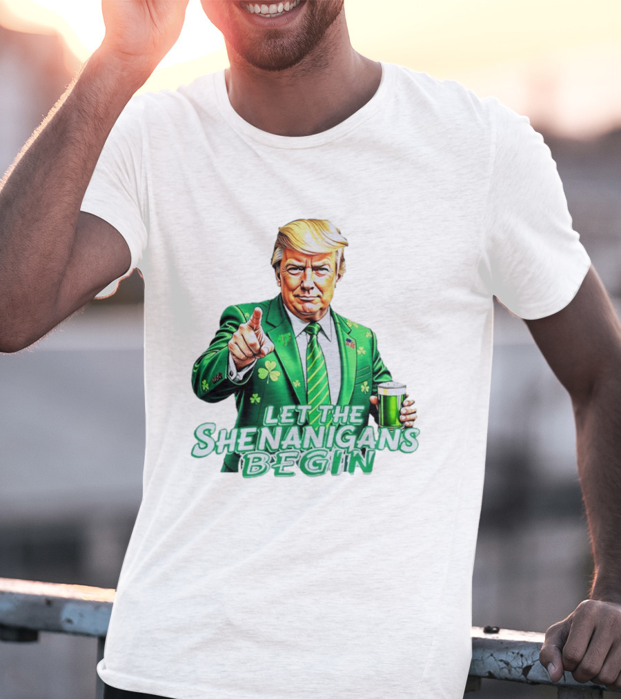 Let The Shenanigans Begin Green Suit And Beer St. Patrick's Day T-Shirt
