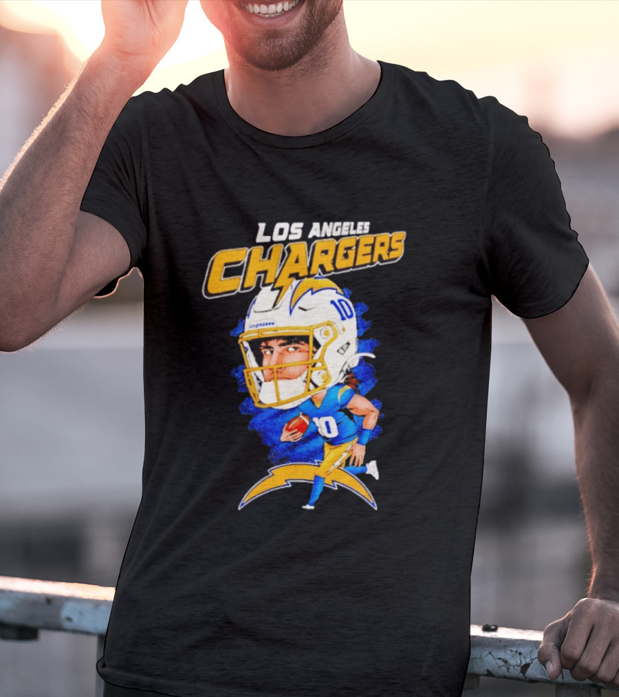 Los Angeles Chargers Justin Herbert Caricature Football Star 10 T-Shirt