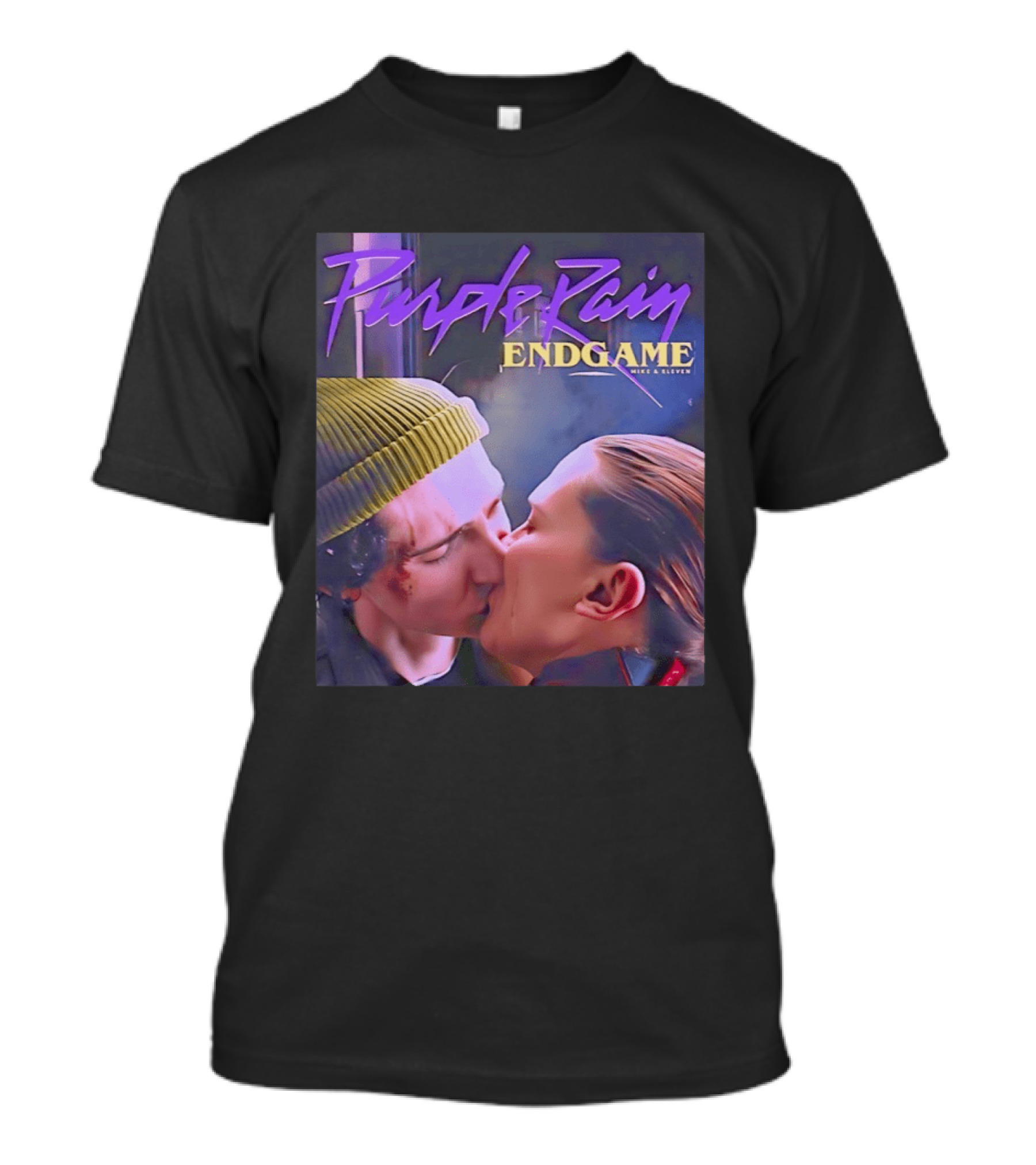 Purple Rain Endgame Mike Eleven Kissing Stranger Things T-Shirt
