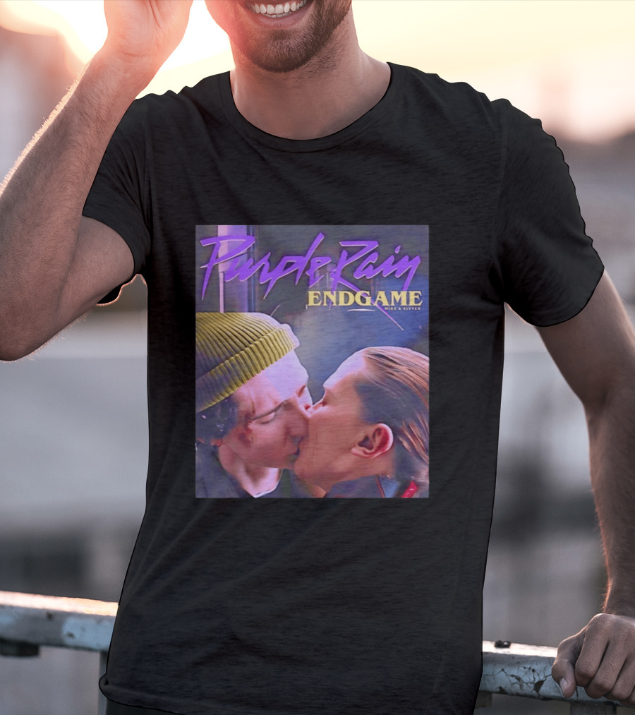 Purple Rain Endgame Mike Eleven Kissing Stranger Things T-Shirt