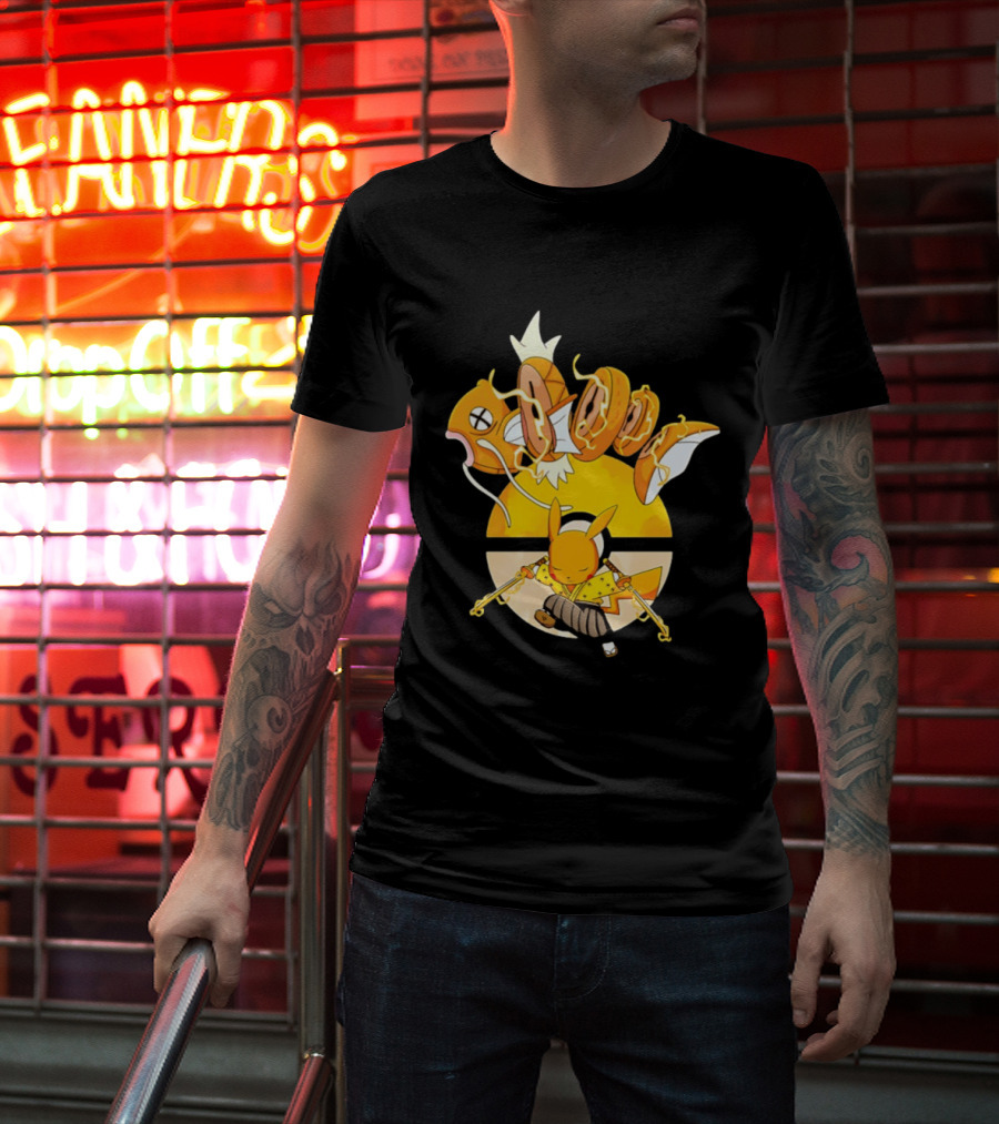 Magikarp And Pikachu Thunder Sashimi Showdown Ultimate Battle T-Shirt