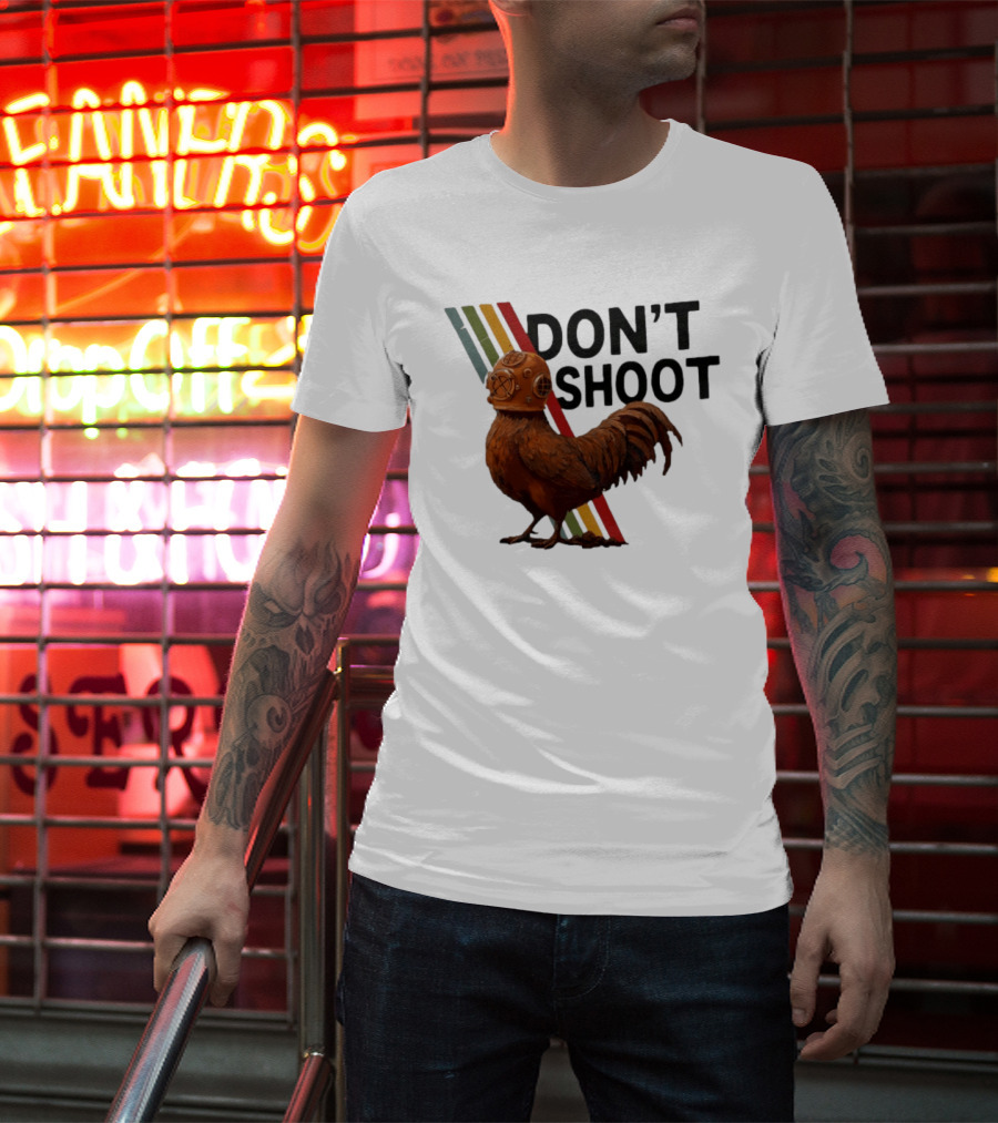 Don't Shoot Chicken Diver Helmet Retro Stripes T-Shirt