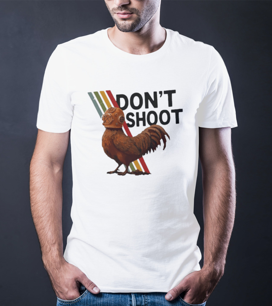 Don't Shoot Chicken Diver Helmet Retro Stripes T-Shirt
