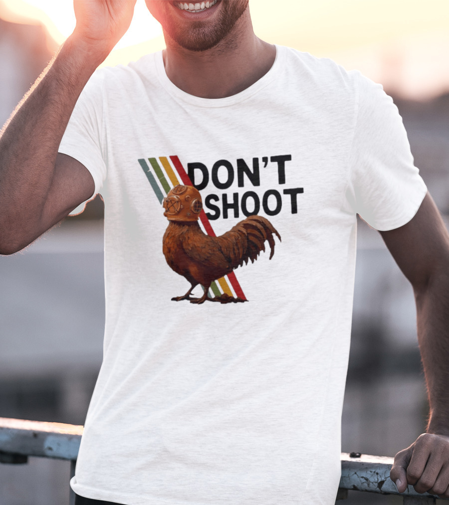 Don't Shoot Chicken Diver Helmet Retro Stripes T-Shirt