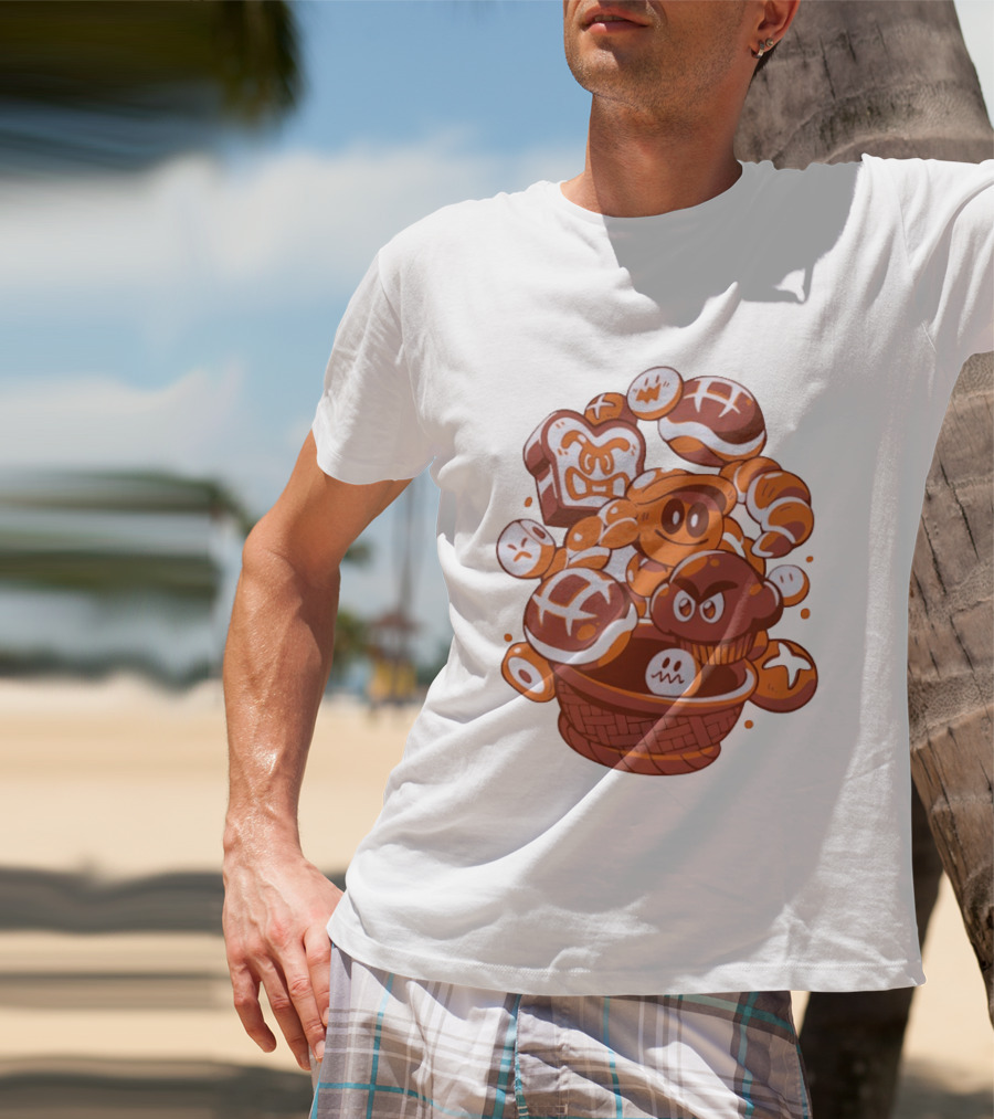 Enemies And Breads Angry Toast And Muffin Characters Basket T-Shirt