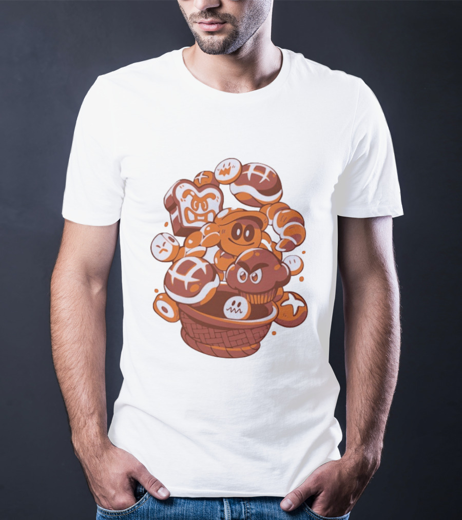 Enemies And Breads Angry Toast And Muffin Characters Basket T-Shirt