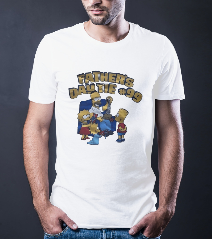 Father's Day Tie 99 Cartoon Celebration With Iconic Family Gathering T-Shirt
