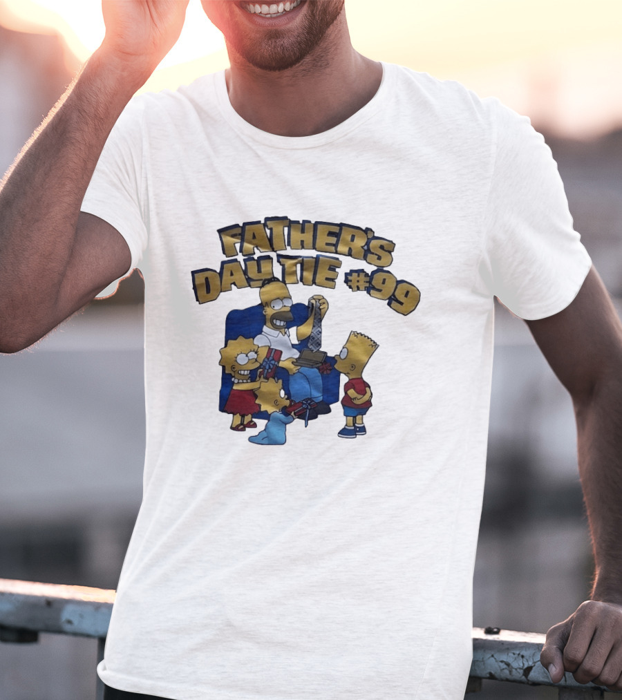 Father's Day Tie 99 Cartoon Celebration With Iconic Family Gathering T-Shirt