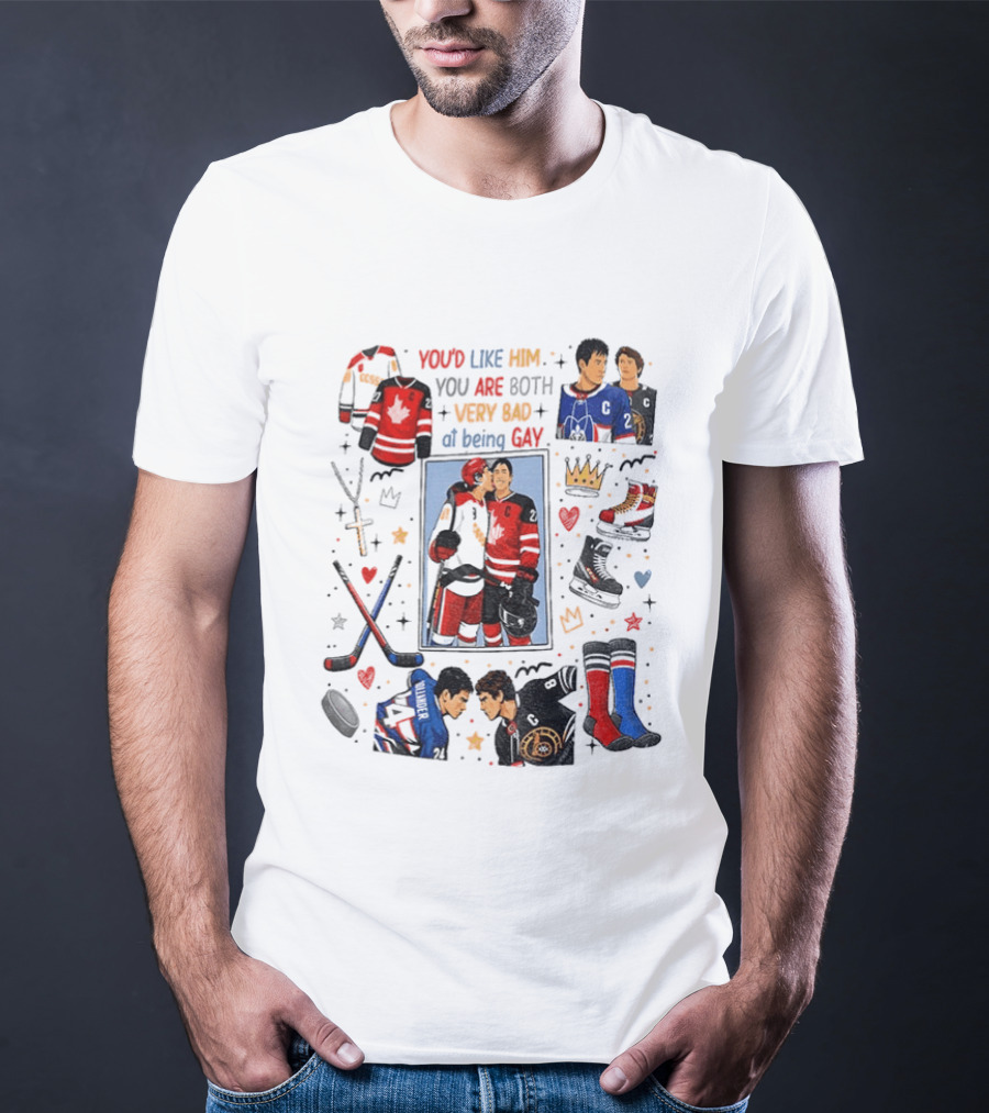 Heated Rivalry Romance You’d Like Him You Are Both Very Bat At Being Gay T-Shirt