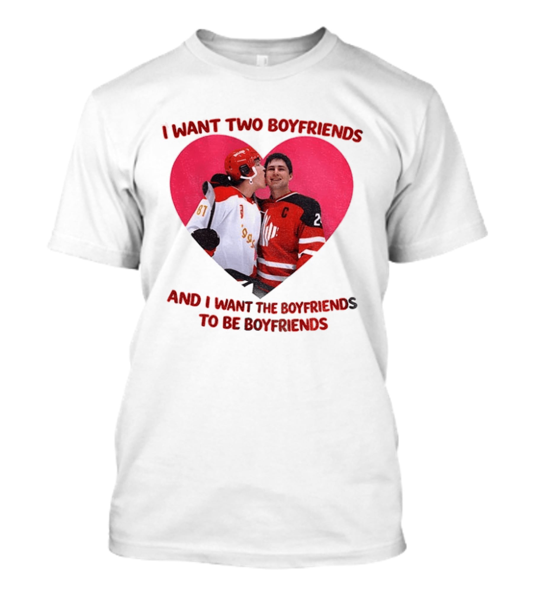 Ilya Shane I Want Two Boyfriends Heated TV Pink Heart Movie Ice Hockey Players T-Shirt