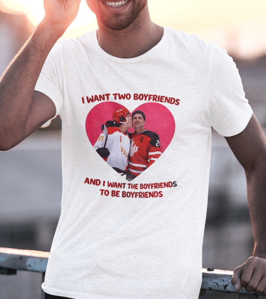 Ilya Shane I Want Two Boyfriends Heated TV Pink Heart Movie Ice Hockey Players T-Shirt