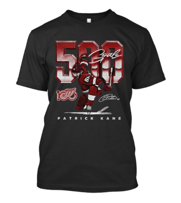 Detroit Red Wings Patrick Kane 500 Goals Signature 100th Anniversary Edition T-Shirt