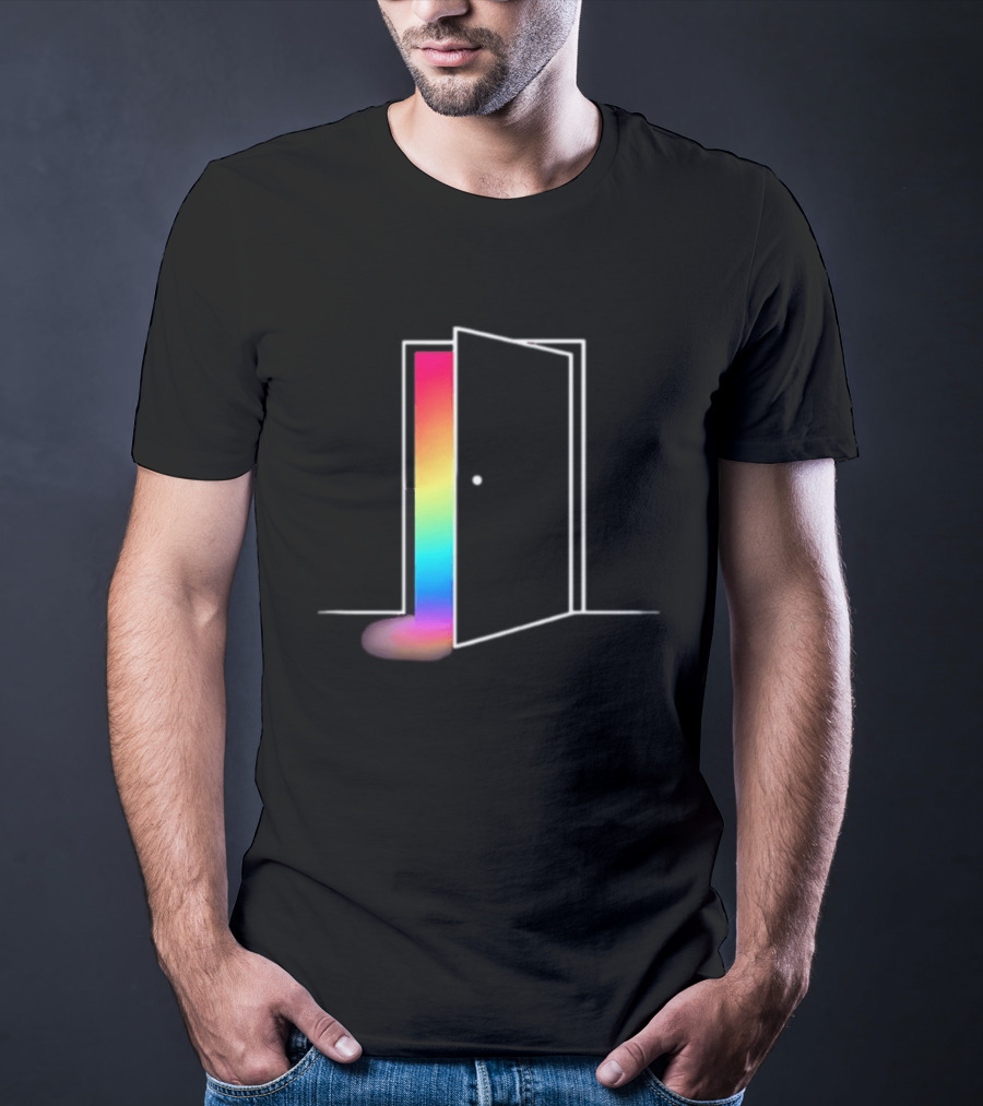 Minimalist Open Door With Rainbow Light Emission T-Shirt