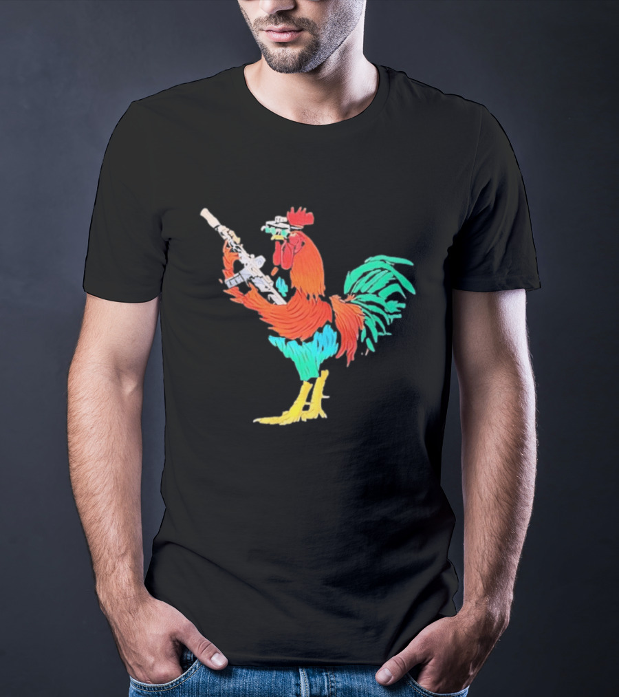 Tactical Rooster Holding Weapon T-Shirt