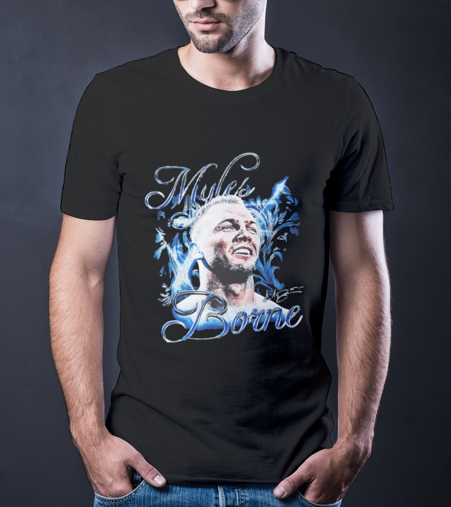 WWE Myles Borne Retro Blue Script Signature T-Shirt