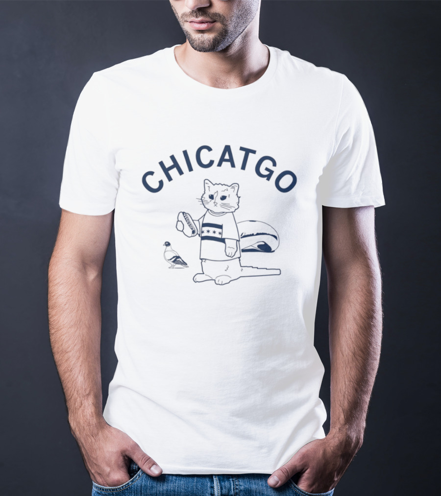CHICATGO Cat With Chicago Tacos And Pigeon T-Shirt