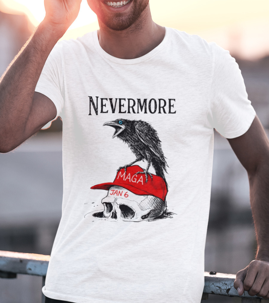 Nevermore Crow Maga January 6 Red Hat Skull T-Shirt