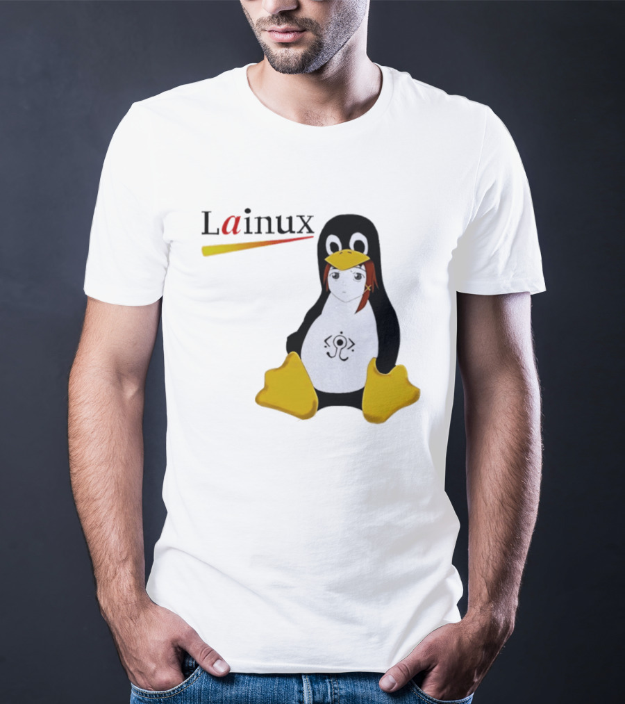 Lainux Lain Ux Linux Tux Mascot Penguin Anime T-Shirt