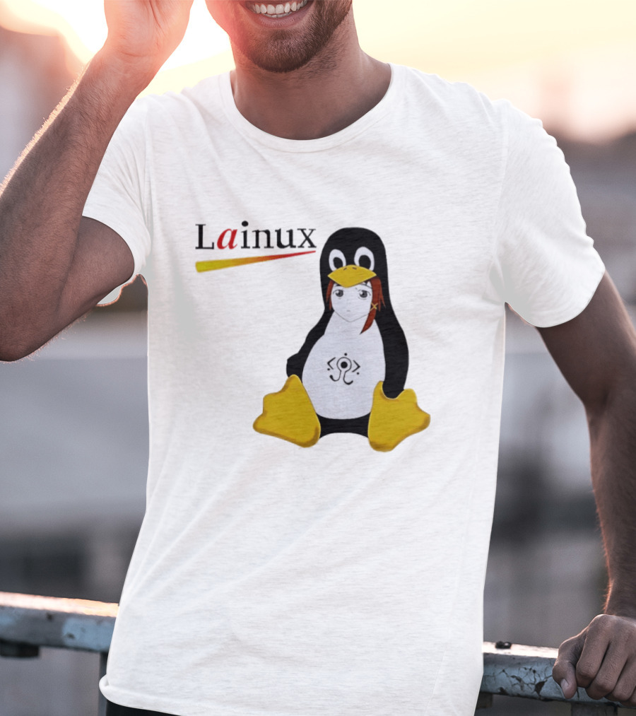 Lainux Lain Ux Linux Tux Mascot Penguin Anime T-Shirt