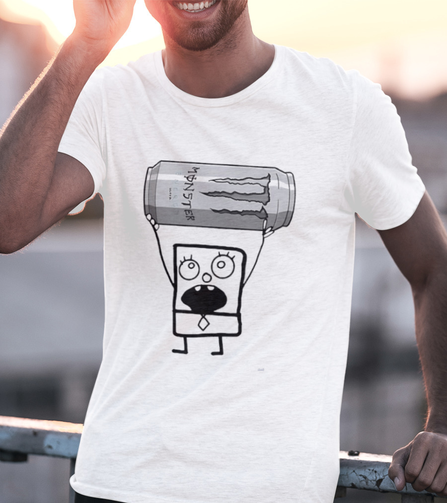 Doodlebob Holding Monster Energy Ultra Can Meme T-Shirt