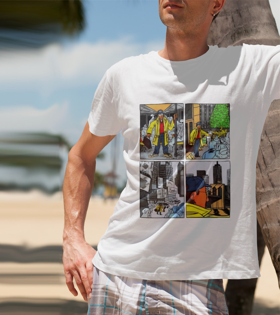 Holiday Comic Pocket NYC Urban Christmas Scenes T-Shirt