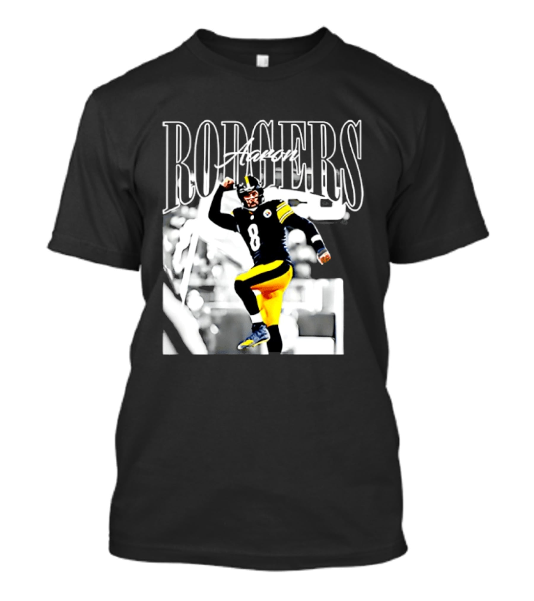 Rodgers 8 Steelers Black And Yellow Football Player T-Shirt