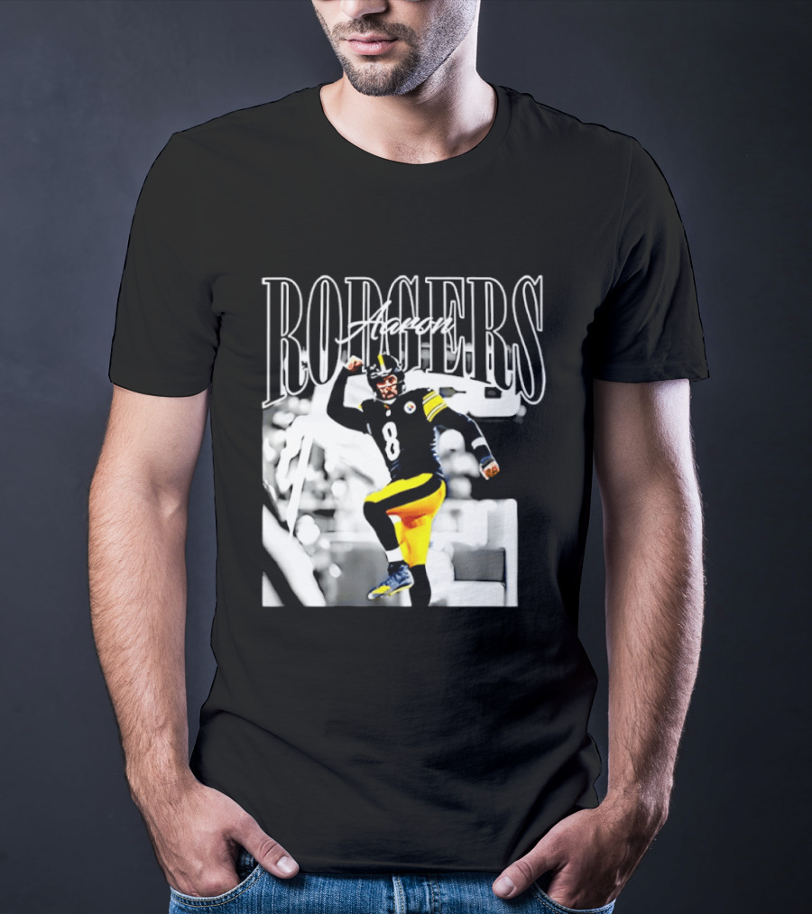 Rodgers 8 Steelers Black And Yellow Football Player T-Shirt
