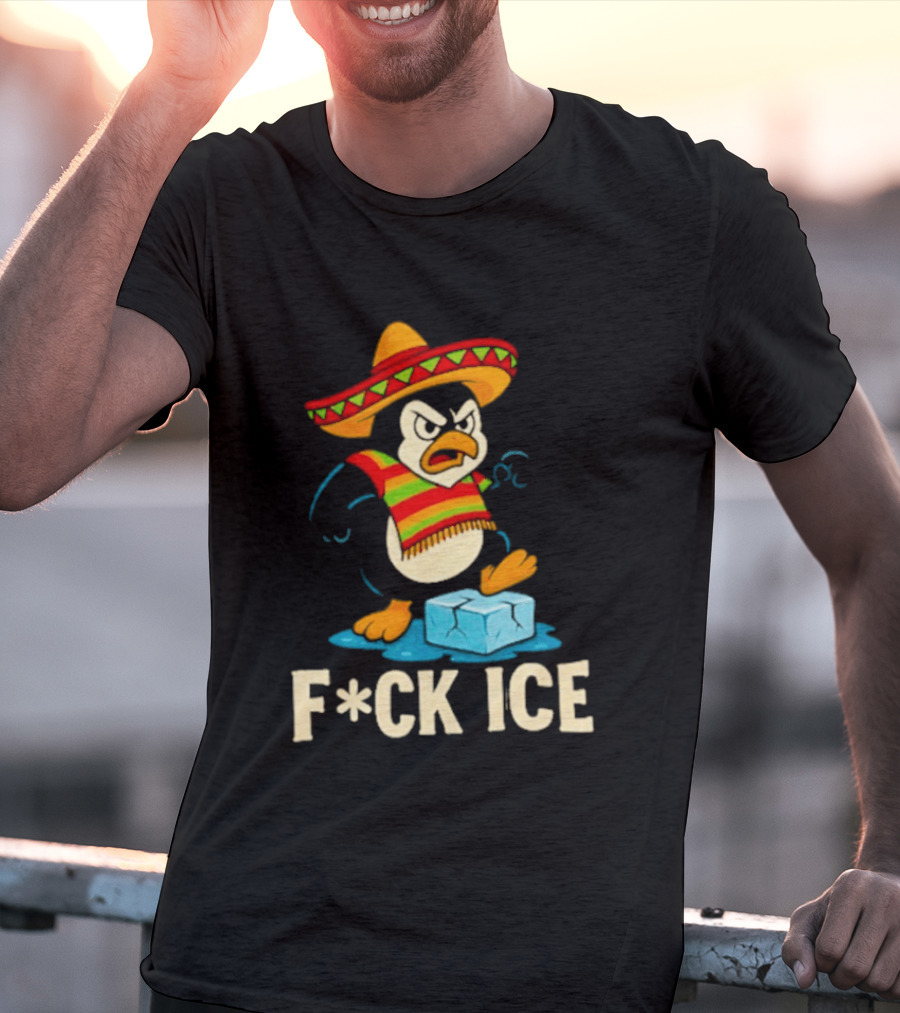 Angry Penguin Sombrero F*ck Ice T-Shirt