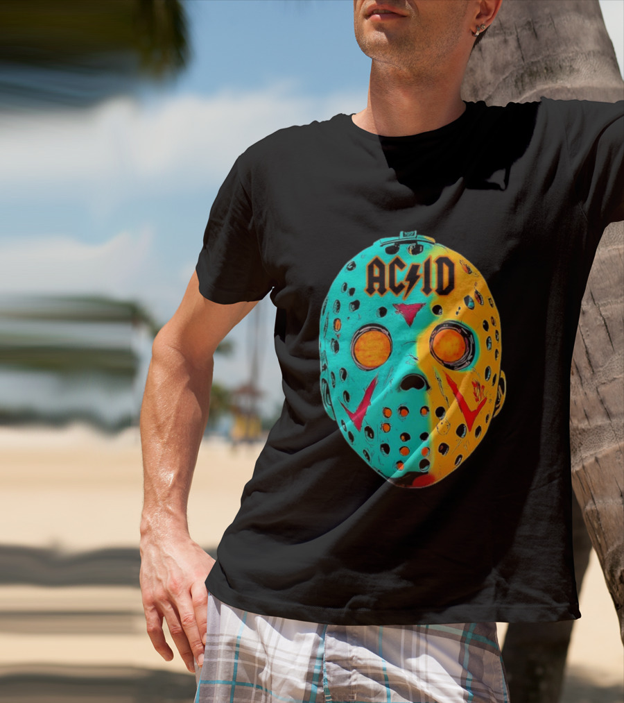 ACDC Jason Voorhees Mask Neon Pop Art Friday The 13th Fusion T-Shirt