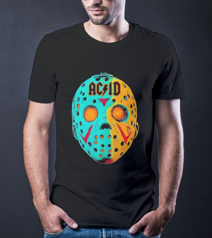 ACDC Jason Voorhees Mask Neon Pop Art Friday The 13th Fusion T-Shirt