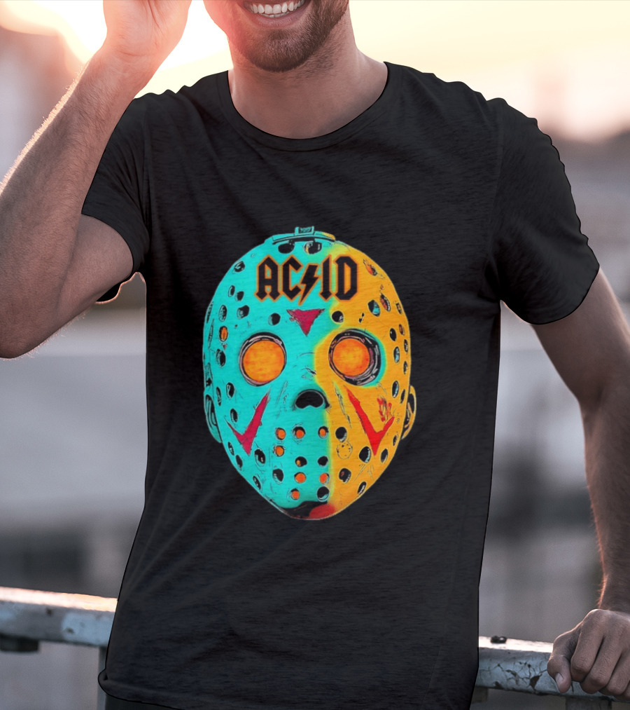 ACDC Jason Voorhees Mask Neon Pop Art Friday The 13th Fusion T-Shirt