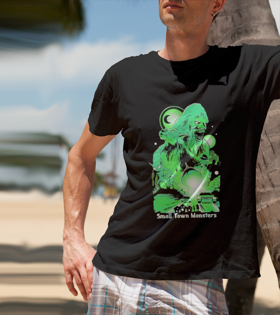Small Town Monsters 2026 Alien And UFO With Bigfoot Creature T-Shirt