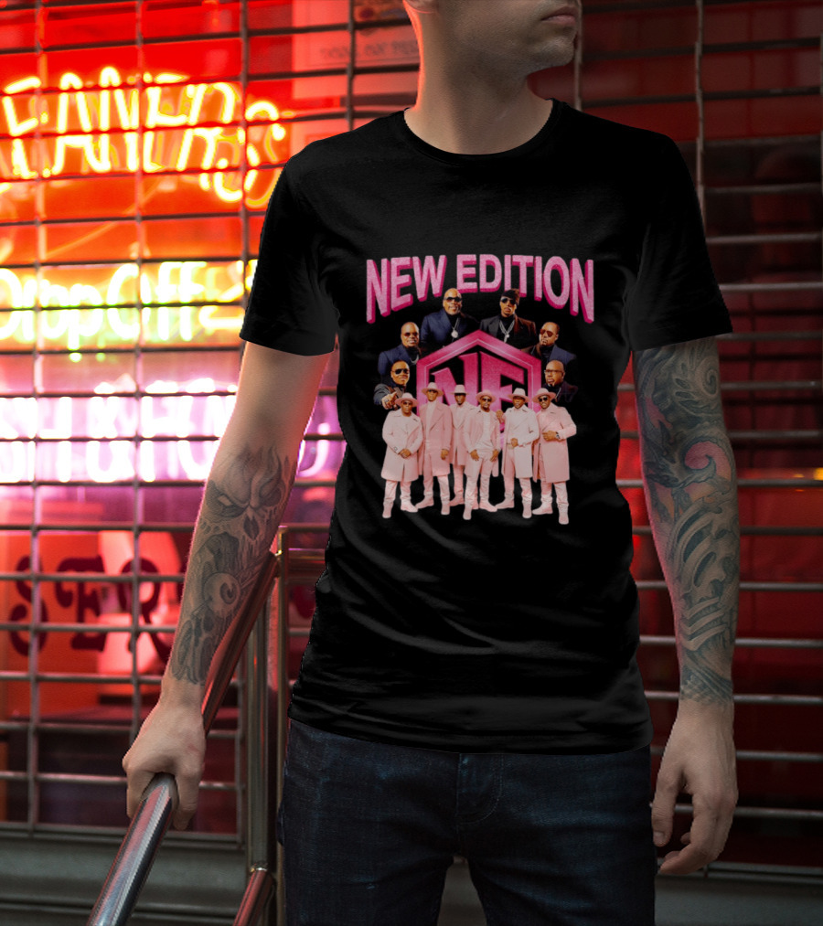 Bobby Brown Johnny Gill Ralph Tresvant Ronnie DeVoe Ricky Bell Michael Bivins New Edition NE Band Pink Outfits 90s Music T-Shirt